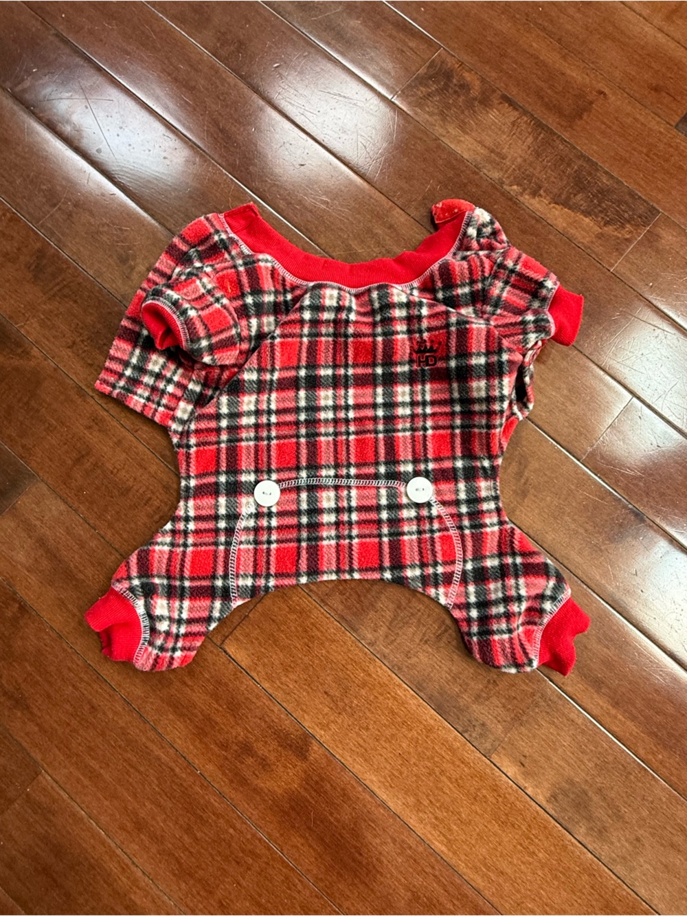 Hip Doggie Dog Red Plaid Fleece Pajamas, size Medium